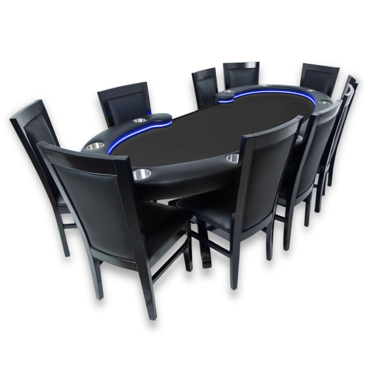 Lumen HD Poker Table Go-All-In Package - Poker Table with Dining Top + 8 Black Gloss Dining Chairs- Save $599!