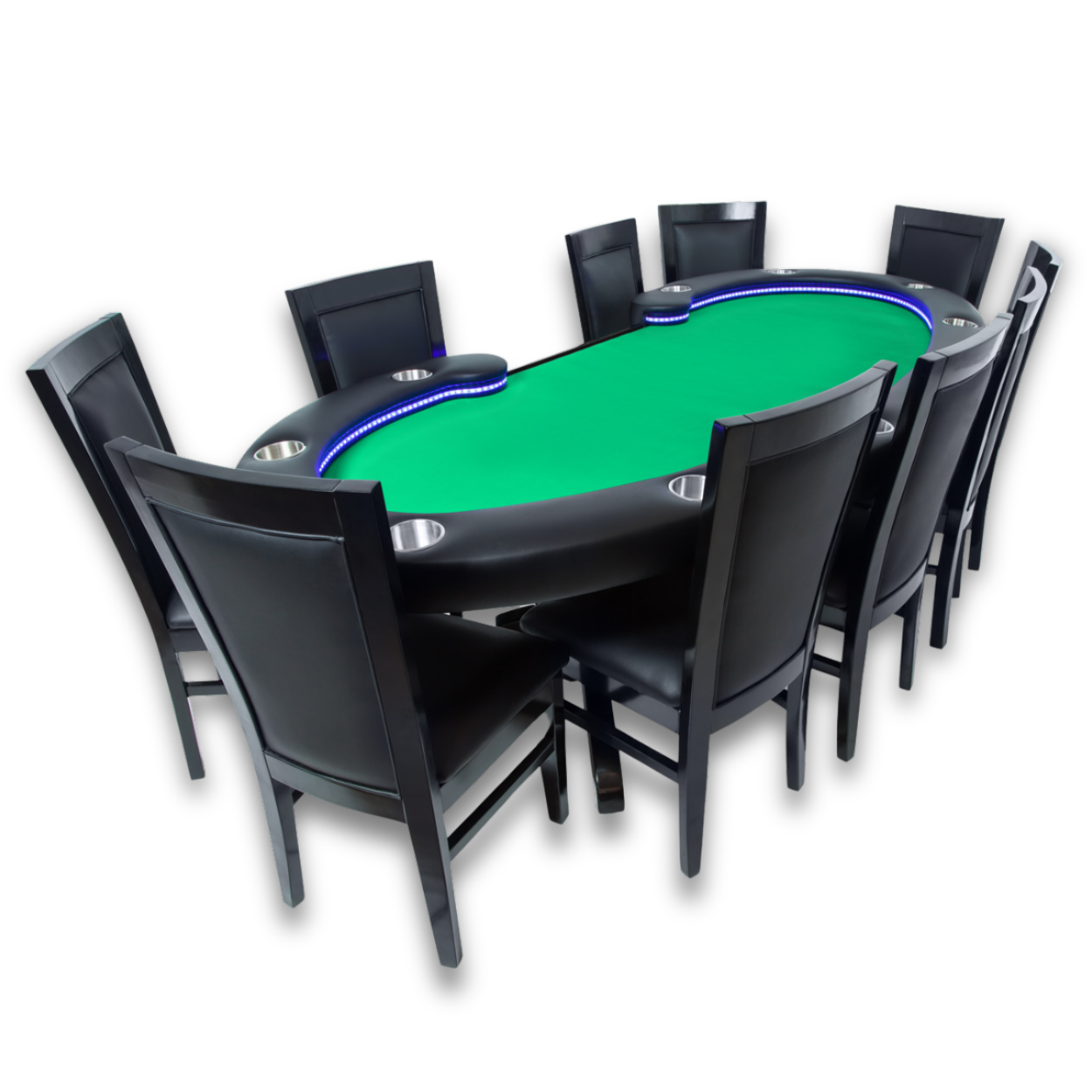 Lumen HD Poker Table Go-All-In Package - Poker Table with Dining Top + 8 Black Gloss Dining Chairs- Save $599!