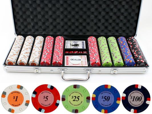 13.5g 500pc Lucky Horseshoe Clay Poker Chips Set