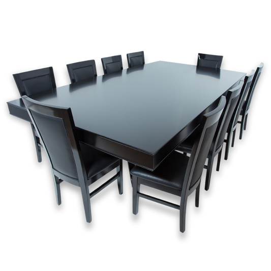 Lumen HD Poker Table Final Table Package - Poker Table with Dining Top + Black Gloss Dining Chairs