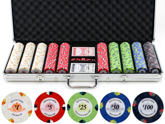 13.5g 500pc Monaco Casino Clay Poker Chips Set