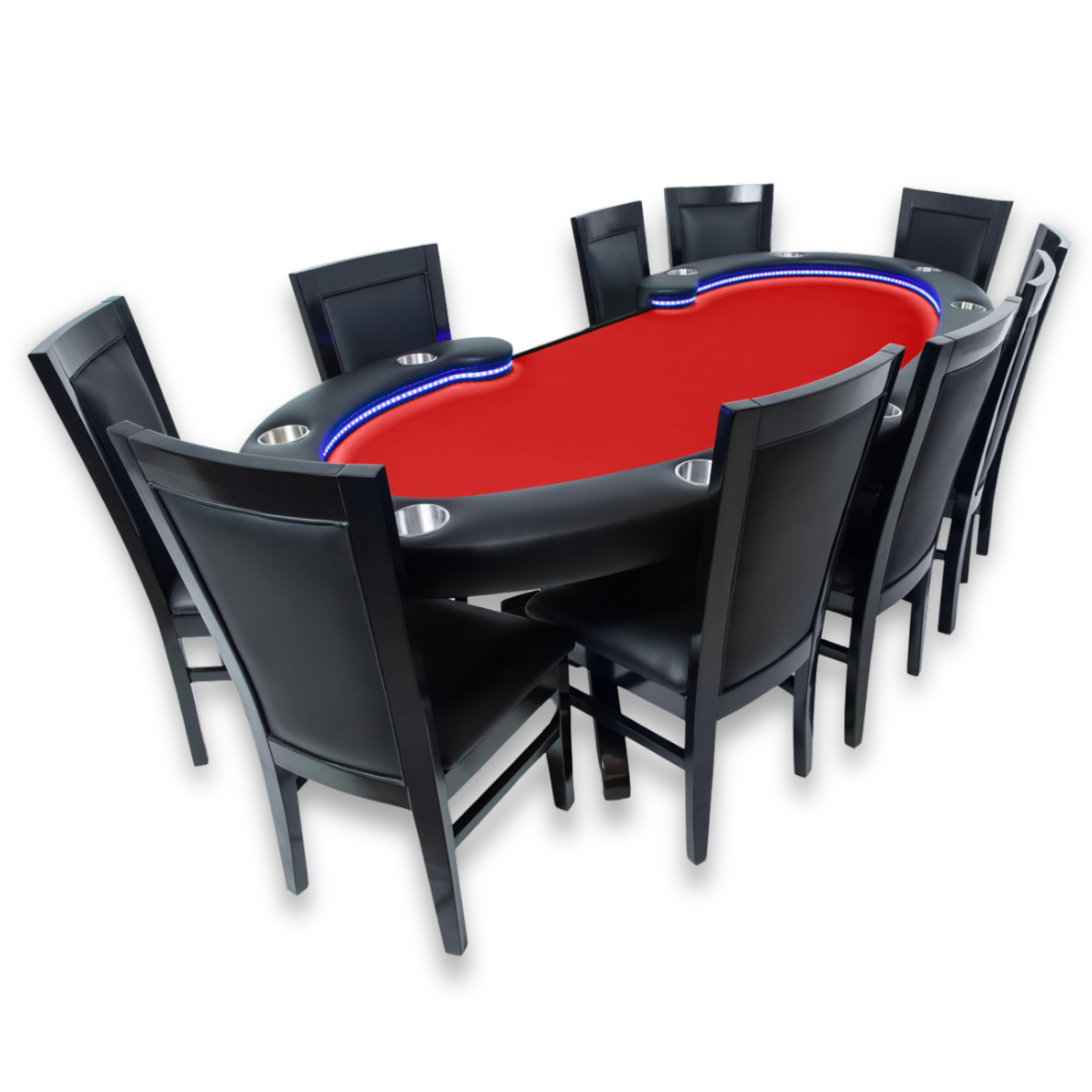 Lumen HD Poker Table Go-All-In Package - Poker Table with Dining Top + 8 Black Gloss Dining Chairs- Save $599!