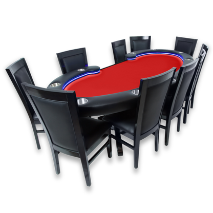 Lumen HD Poker Table Go-All-In Package - Poker Table with Dining Top + 8 Black Gloss Dining Chairs- Save $599!